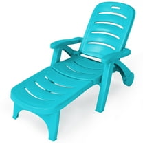 Patiojoy Outdoor Chaise Lounge Chair 5-Position Folding Recliner for Beach Poolside Backyard Turquoise