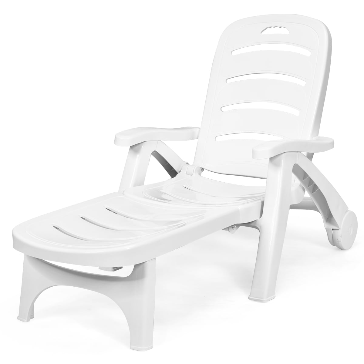 Patiojoy Outdoor Chaise Lounge Chair 5-Position Folding Recliner for ...