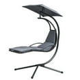 thumbnail image 1 of Patiojoy Outdoor Hanging Chaise Lounge Chair Floating Chaise Swing Lounger w/Canopy & Cushion Gray, 1 of 6
