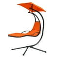 thumbnail image 1 of Patiojoy Outdoor Hanging Chaise Lounge Chair Floating Chaise Swing Lounger w/Canopy & Cushion Orange, 1 of 6
