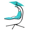 thumbnail image 1 of Patiojoy Outdoor Hanging Chaise Lounge Chair Floating Chaise Swing Lounger w/Canopy & Cushion Turquoise, 1 of 6