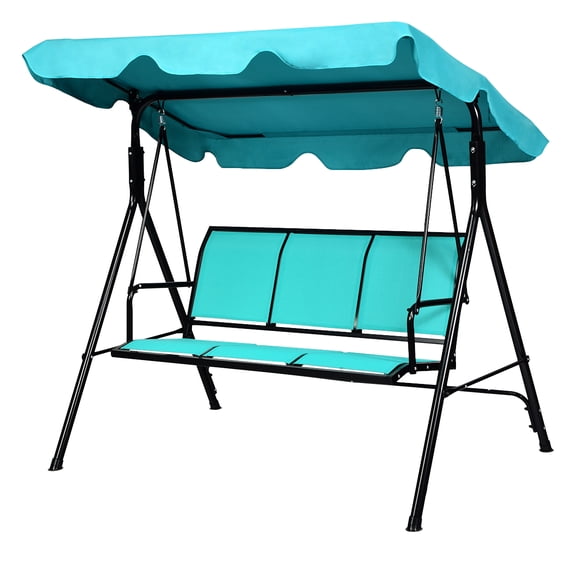 Patiojoy Outdoor Patio Swing Canopy Bench Chair Rocking Hammock Blue