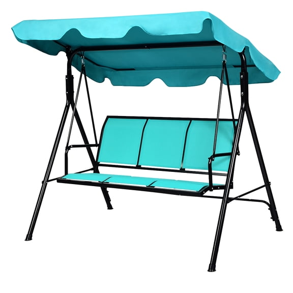 Patiojoy Outdoor Patio Swing Canopy Bench Chair Rocking Hammock Blue