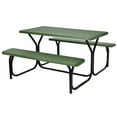 thumbnail image 1 of Patiojoy Outdoor Picnic Table Bench Set Patio Camping Table w/Steel Frame & Wood Texture Tabletop for Garden Green, 1 of 8