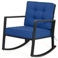 thumbnail image 1 of Patiojoy Outdoor Wicker Rocking Chair Glider Rattan Rocker Recliner with Navy Cushion, 1 of 7