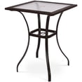 thumbnail image 1 of Patiojoy Patio 28.5" Square Bar Table with Umbrella Hole and Glass Top, Black, 1 of 5