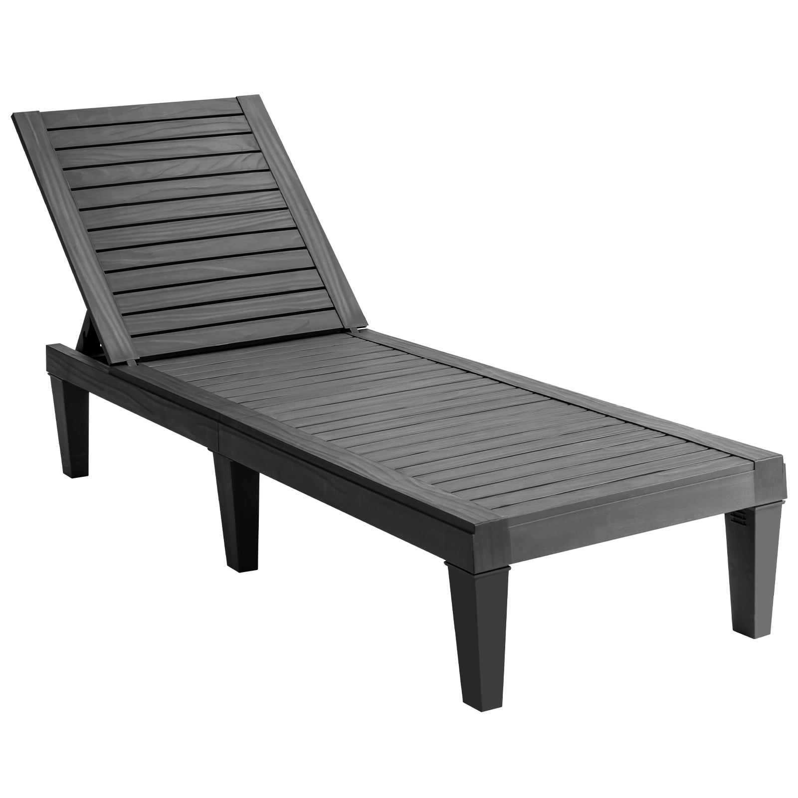 Black Adjustable Armless Plastic Chaise Lounger