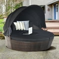 thumbnail image 1 of Patiojoy Patio Rattan Daybed Round Cushioned Sofa Adjustable Table Top Canopy, 1 of 6