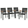 thumbnail image 1 of Patiojoy Patio Rattan Dining Armchair 4 Set of Wicker Chair W/Steel Frame Acacia Armrests Indoor&Outdoor, 1 of 10