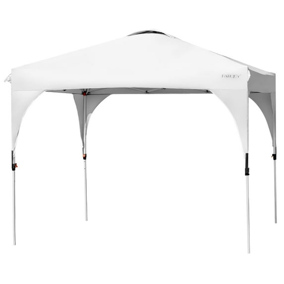 Patiojoy Pop-up Canopy Tent 10' x 10' Height Adjustable Commercial Instant Canopy w/ Portable Roller Bag White