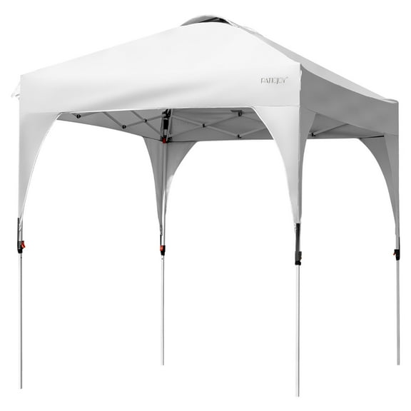 Patiojoy Pop-up Canopy Tent 6.6' x 6.6' Height Adjustable Commercial Instant Canopy w/ Portable Roller Bag White