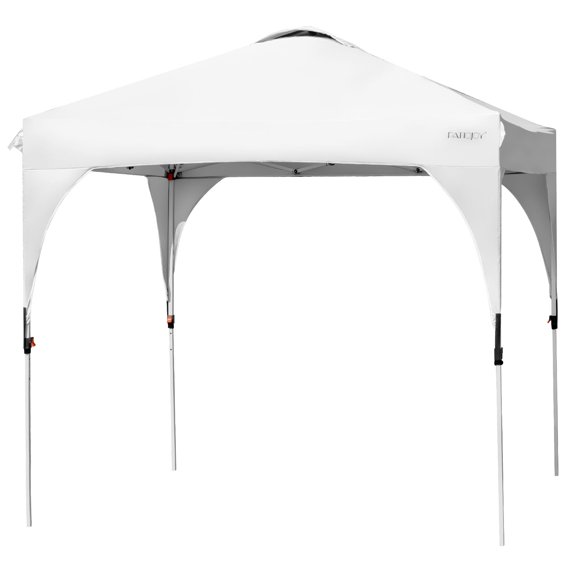 Patiojoy Pop-up Canopy Tent 8' x 8' Height Adjustable Commercial Instant Canopy w/ Portable Roller Bag White