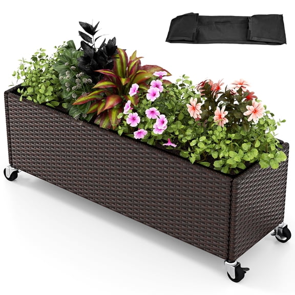 Patiojoy Raised Garden Bed with Wheels Garden Planter Box w/Lockable Wheels for Vegetable