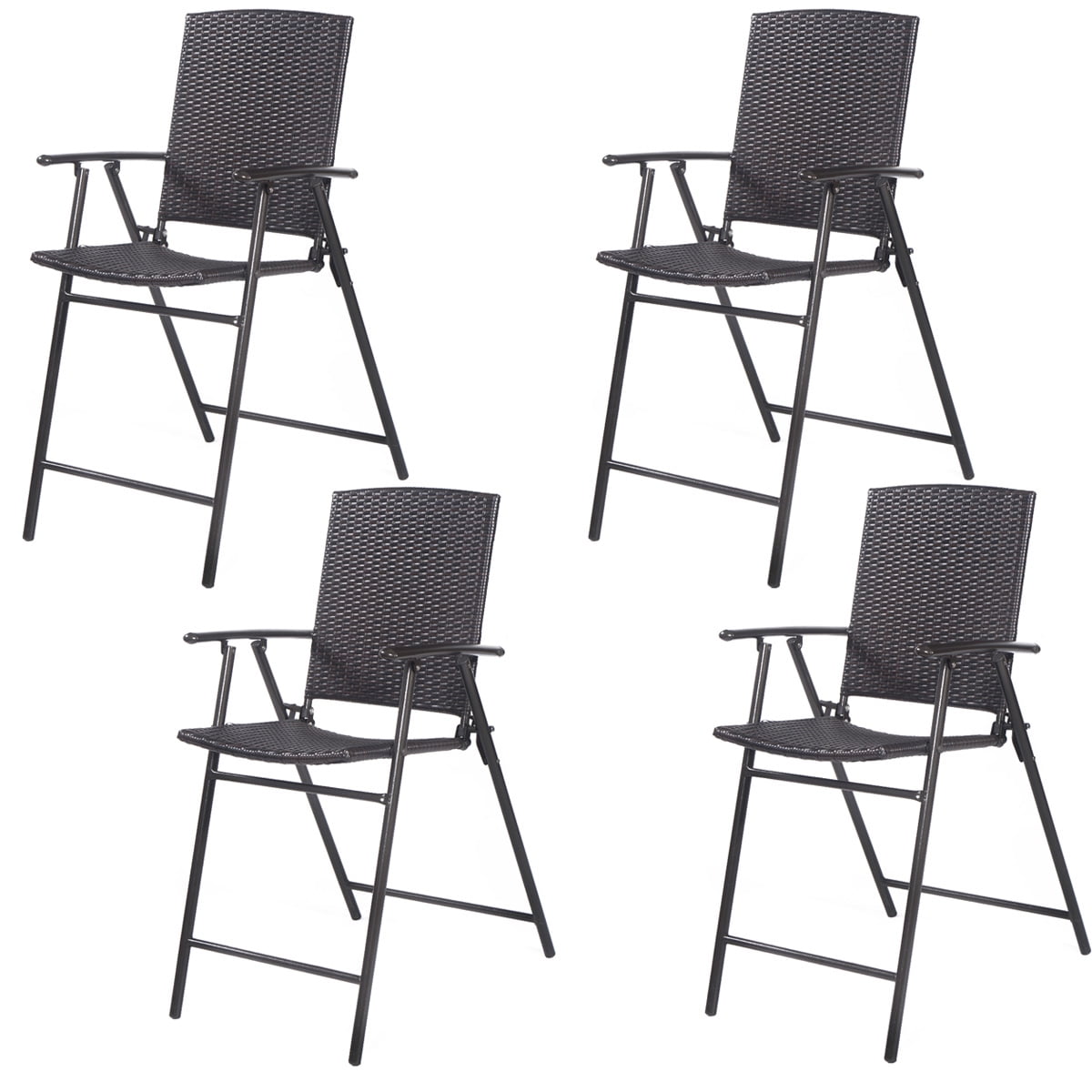 Patiojoy Rattan Folding Chair Wicker Patio Furniture Set of 4 Outdoor