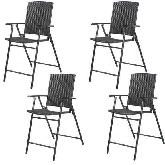 Patiojoy Rattan Folding Chair Wicker Patio Furniture Set of 4 Outdoor & Indoor