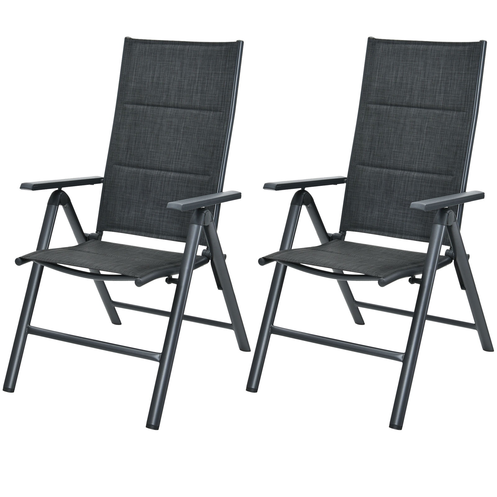 Patiojoy Set of 2 Patio Chairs Adjustable Sling Back Chairs Folding