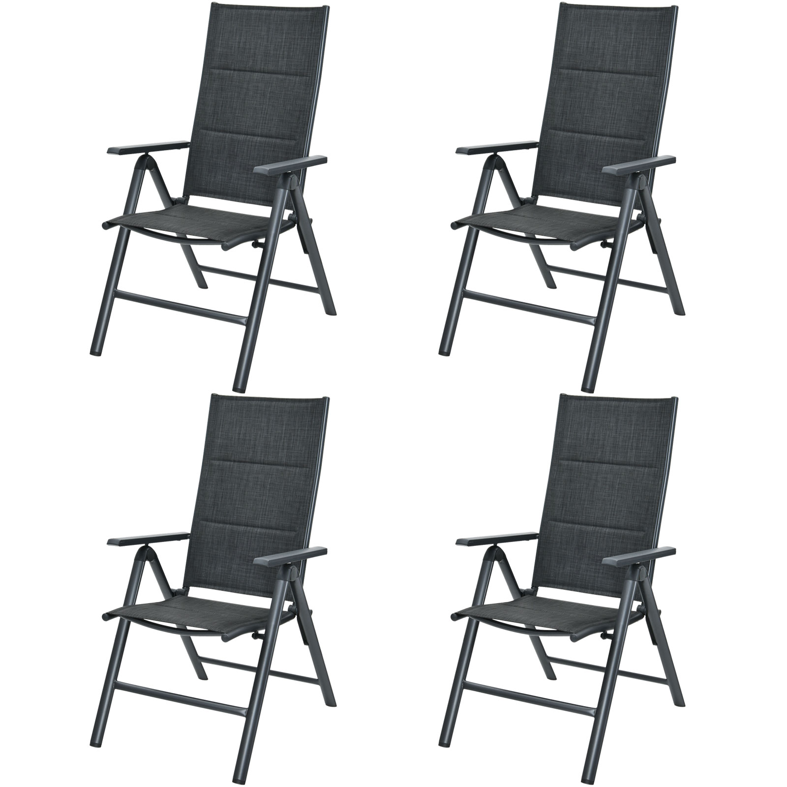 Patiojoy Set of 4 Patio Chairs Adjustable Sling Back Chairs Folding