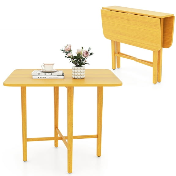 Patiojoy Square Drop Leaf Dining Table 36" Compact Folding Kitchen Table for 2-4 People Natural