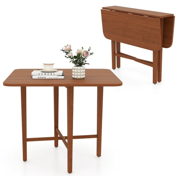 Patiojoy Square Drop Leaf Dining Table 36" Compact Folding Kitchen Table for 2-4 People Walnut