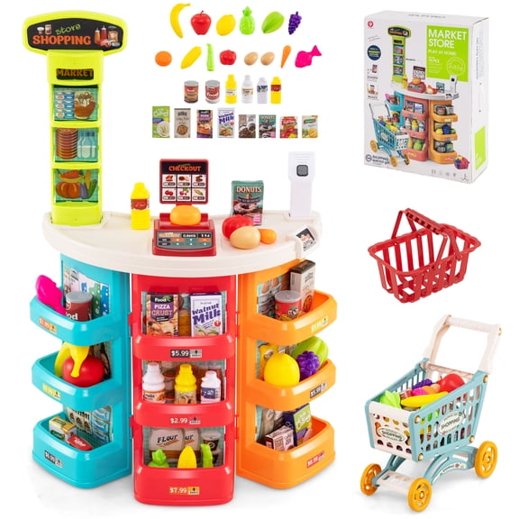 Patiojoy Supermarket Playset for Kids Grocery Store Toy Multi-color