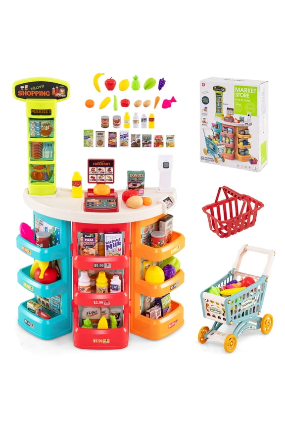 Patiojoy Supermarket Playset for Kids Grocery Store Toy Multi-color