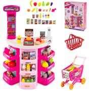 Patiojoy Supermarket Playset for Kids Grocery Store Toy Pink