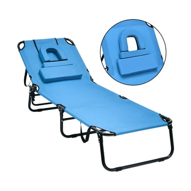 Patiojoy With Cushion Steel Outdoor Chaise Lounge - Blue