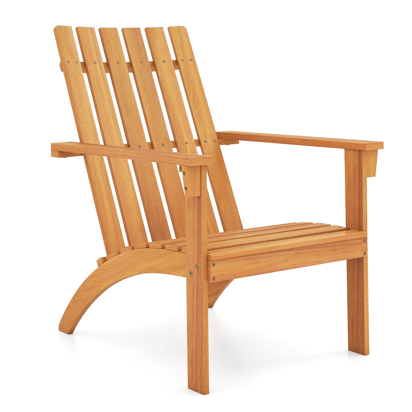 Patiojoy Wooden Adirondack Chair W/Ergonomic Design Outdoor Lounge Armchair Acacia Wood chair for Yard&Patio