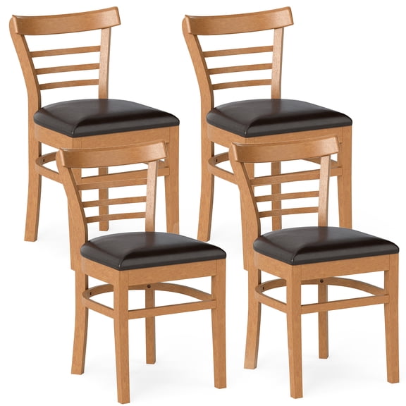 Patiojoy Wooden Dining Chair Set of 4 PU Leather Upholstered Kitchen Armless Chairs