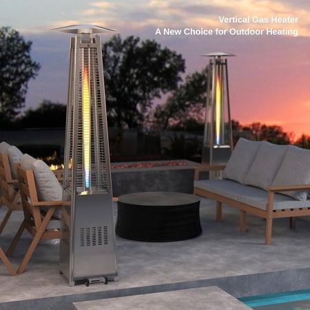 Patiokingdom 48,000 BTU Pyramid Propane Patio Heater – Stainless Steel, Rust-Proof with Wheels & Safety Shut-Off