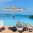 thumbnail image 1 of Patiokingdom 9 ft Outdoor Patio Umbrella with Crank Lift, Blue Stripes , Fade-Resistant Market Umbrella for Garden, Deck, Poolside, 1 of 5