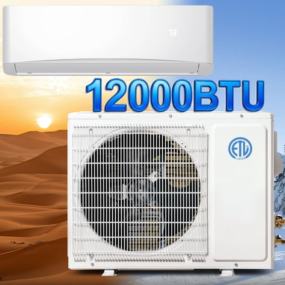 Patiosunny 12000BTU Mini Split Air Conditioner Heat Pump, 17SEER2 230V Split AC with 4-in-1 Cool/Heat/Dehumidify/Fan, Energy Efficient ECO Mode, Turbo Fast Cooling Heating, White