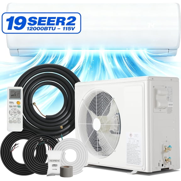 Nepsam 12000 BTU Mini Split Air Conditioner 19 SEER2 115V DC Inverter, Wall Mounted Heating Cooling System, 750 Sq. Ft, for Home / Bedroom