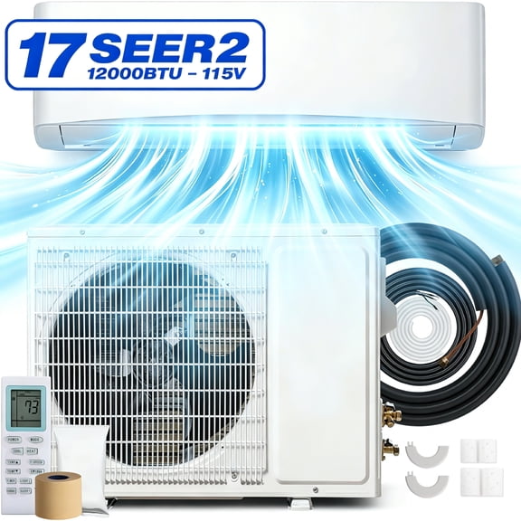 Nepsam 12000 BTU Mini Split Air Conditioner 17SEER2 115V Inverter AC, Wall Mounted Heating Cooling System, 750 Sq. Ft, Turbo Self-Cleaning for Home Bedroom