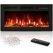 Patiosunny 36  1500W Wall Mounted Recessed Electric Fireplace,12 Flame Color Modes,Touch Screen & Remote Control,Ultra Thin & Low Noise