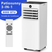 Patiosunny 8000 BTU Portable Air Conditioner, Dehumidifier, Fan, Sleep Mode, 4 in 1 AC with 24-Hour Timer