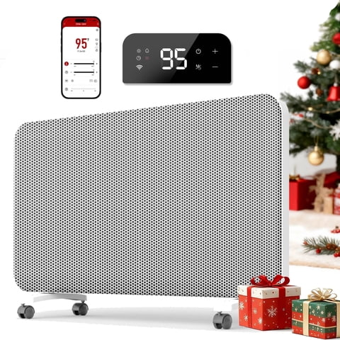 UrbanSync 32-inch 10s Heating Convection Panel Space Heater for Indoor Use Large Room, 1500W Heater with Thermostat, Wall Mount & Standing, Smart WiFi App Control & Energy Saving & Quiet
