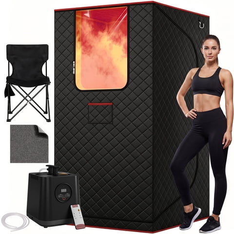 Patiosunny Portable Steam Sauna, Personal Full Body Home Sauna Tent, Indoor Sauna Box for Home Relaxation with 3.0L 1200W Steam Generator, Remote Control, Timer, Foldable Chair (70.8"*31.2"*31.2")