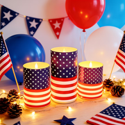Patiotic Candles Outdoor Waterproof Flameless Cande with Remote & Timer, 4th of July Batery perated 3D Wick LED Prllar Flag Candes for Independence Day Home Decor