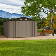 Patiowell 10' x 12' Metal Storage Shed for Outdoor, Steel Yard Shed with Design of Lockable Doors, Utility and Tool Storage for Garden, Backyard, Patio, Outside use.