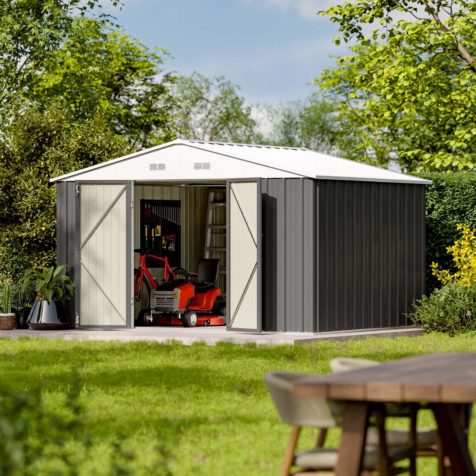Patiowell 10 x 8 ft. Outdoor Storage Metal Shed