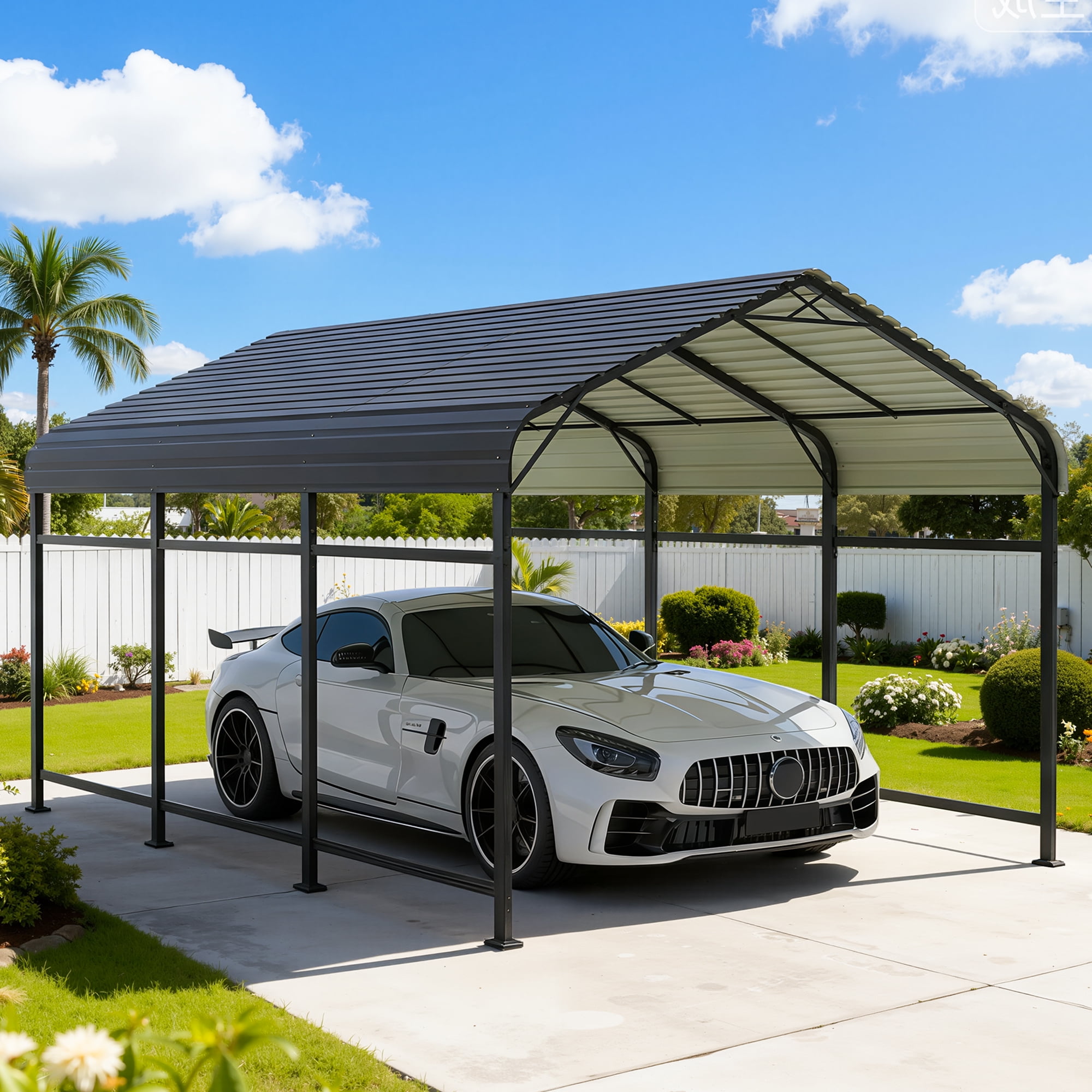 Patiowell 10'x15' Outdoor metal Carport, Heavy-Duty Steel Structure with Enhanced Base, All-Weather Shelter for Cars, Trucks, Boats, Tractors & Outdoor Use