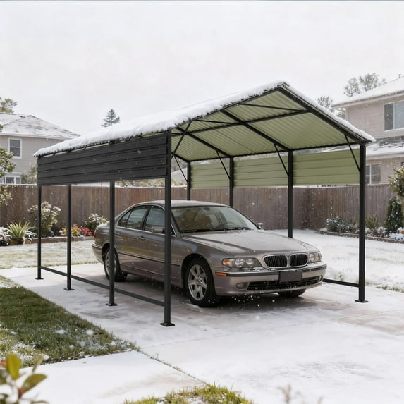 Patiowell 10'x15' metal Outdoor Carport with Enhanced Base for Cars, Trucks, Boats , Robust Frame for Superior Load-Bearing, Leak-Proof Design, Weather-Resistant Cover for Snow & Rain