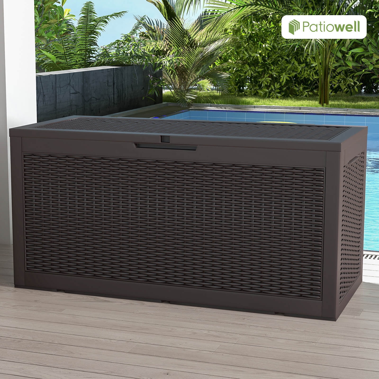 Patiowell 105 Gallon Deck Box Outdoor Resin Plastic Deck Storage Box