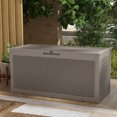 Patiowell 105 Gallon Deck Box Outdoor Resin Plastic Deck Storage Box, Light Brown
