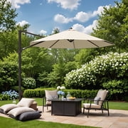 Patiowell 10FT Outdoor Patio Umbrella, 360  Rotation, Crank Open & Tilt, Beige
