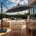 thumbnail image 1 of Patiowell 10FT Patio Umbrella with Base and Solar LED, 360° Rotation, Crank Open & Tilt, Black, 1 of 8