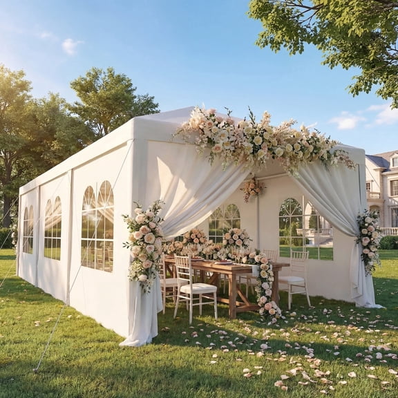 Patiowell 10x30 FT Outdoor Party Tent, Heavy Duty Wedding Canopy with 8 Removable Sidewalls, Large Gazebo for Patio Camping, BBQ Shelter & Commercial Carport