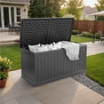 thumbnail image 1 of Patiowell 260 Gallon Deck Box, Waterproof Extra-Large Outdoor Lockable Storage Box with Divider for Patio Furniture and Garden Tools, Black, 1 of 9