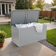 thumbnail image 1 of Patiowell 260 Gallon Deck Box, Waterproof Extra-Large Outdoor Lockable Storage Box with Divider for Patio Furniture and Garden Tools, Gray, 1 of 8